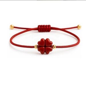 Red Clover Bead Friendship Bracelet - Unique Jewelry